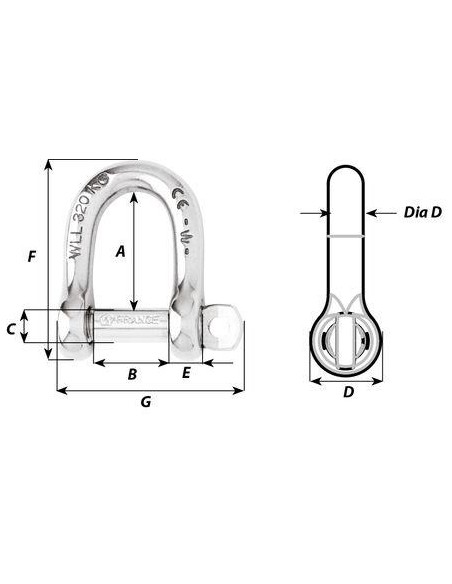 Wichard D-sluiting RVS 6 mm | Shipsworld
