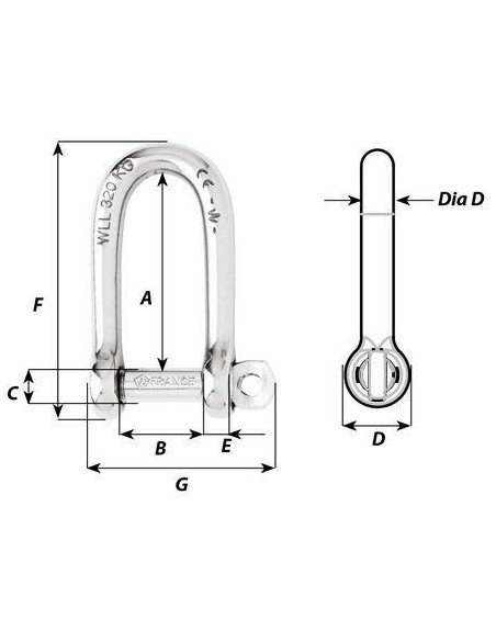 Wichard D-sluiting lang zelfborgend RVS 10mm | Shipsworld