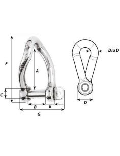 Wichard Gedraaide D-sluiting RVS 10 mm | Shipsworld 2