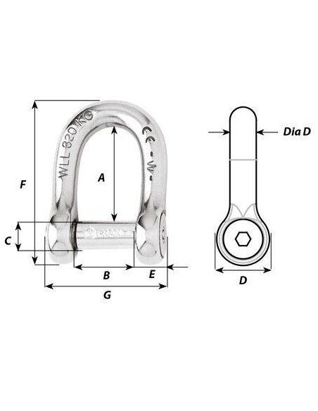 Wichard D-sluiting 12 mm RVS inbus | Shipsworld