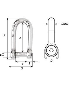 Wichard D-sluiting lang RVS 6 mm | Shipsworld 2