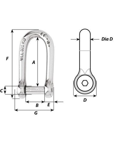 Wichard D-sluiting lang RVS 6 mm | Shipsworld