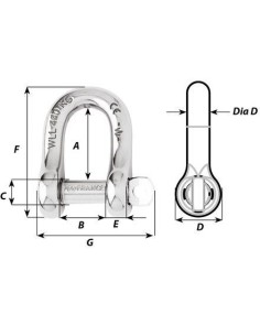 Wichard D-sluiting gevangen pin RVS 8 mm | Shipsworld 2