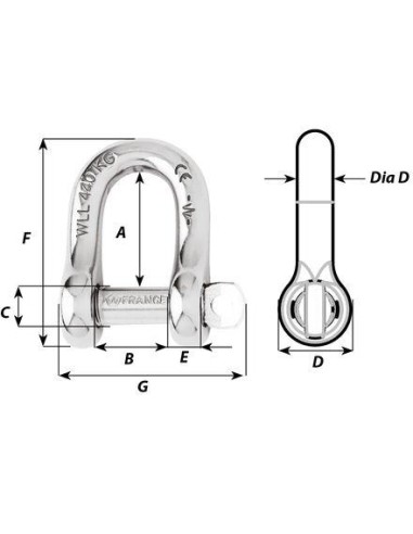 Wichard D-sluiting gevangen pin RVS 10 mm | Shipsworld