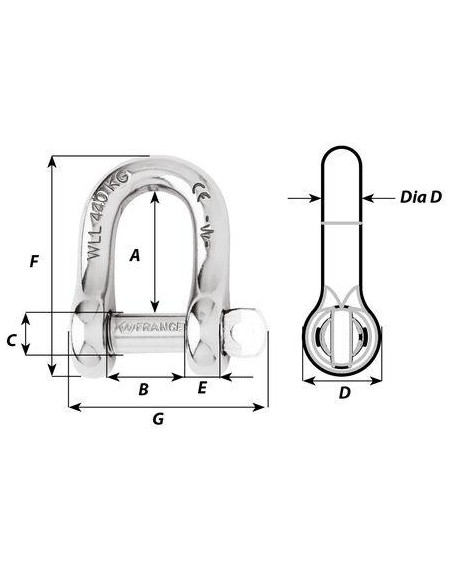 Wichard D-sluiting gevangen pin RVS 10 mm | Shipsworld