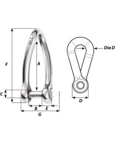 Wichard D-sluiting gedraaid RVS 6 mm | Shipsworld 2