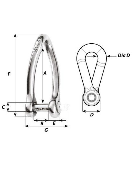 Wichard D-sluiting gedraaid RVS 6 mm | Shipsworld