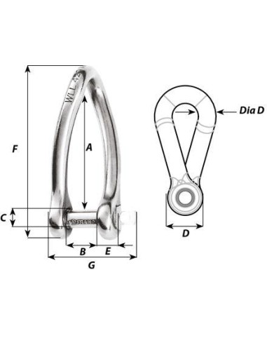 Wichard D-sluiting Gedraaid RVS 10mm | Shipsworld