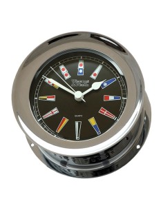 Atlantis - Quartz Klok Seinvlaggen - Zwarte Wijzerplaat - Verchroomd - 138 mm