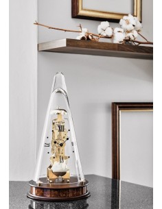 Hermle Leyton designklok – notenhout, gouden uurwerk