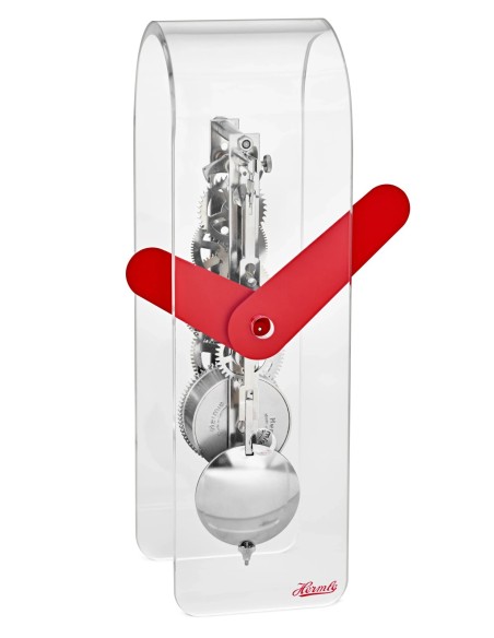 Hermle Miles acrylklok – rood-zilver