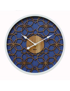 Hermle wandklok met houten bloemmotief – blauw 2