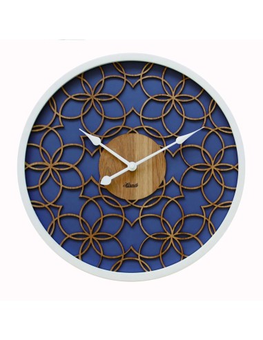 Hermle wandklok met houten bloemmotief – blauw