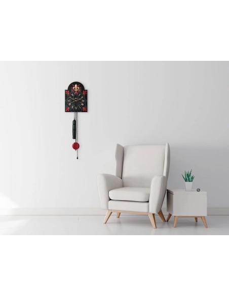 Hermle Veronica schildklok – zwart met rood, 2 gewichten