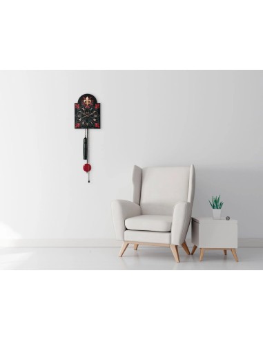 Hermle Veronica schildklok – zwart met rood, 1 gewicht