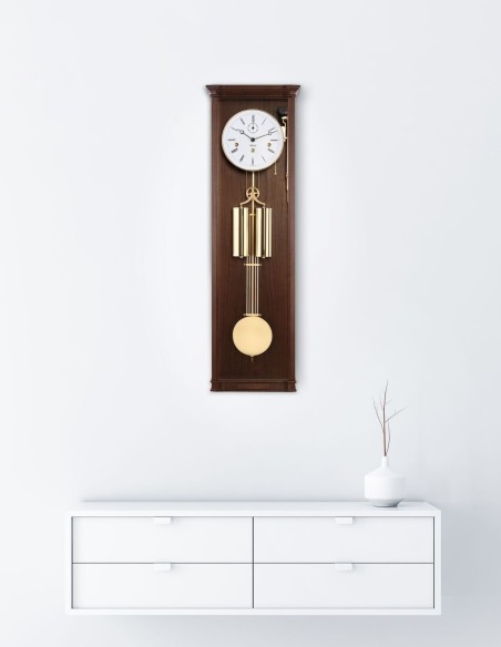 Hermle William regulateur notenhout – met messing