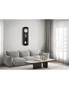 Hermle Mornington II zwart/wit – modern met blauwe wijzers