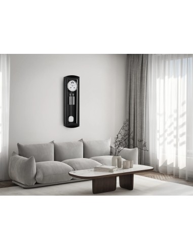 Hermle Mornington II zwart/wit – modern met blauwe wijzers