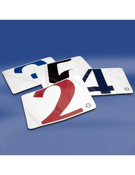 Zeildoek Place Mats - Place Mats - 4 Stuks - Navy  Zwart  Rood  Royal Blue - Trend Marine