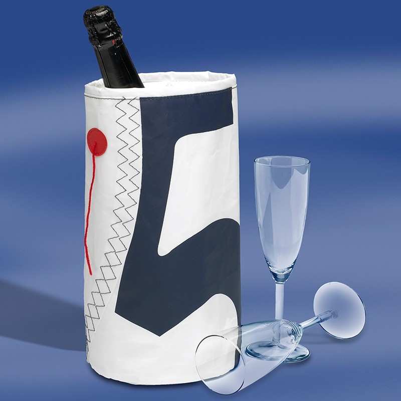 Zeildoek Wijnkoeler Voor 1 Fles - Wine Cooler - Navy - Trend Marine - Zeildoek Tassen - TM1016.1 - € 14,95
