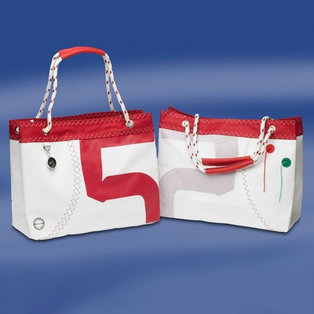 Zeildoek Boodschappentas - Handvaten Van Touw - Sea Wave - Rood - Trend Marine