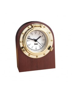 Porthole - Bureaumodel Quartz Klok - Arabisch - Messing - Hardhout