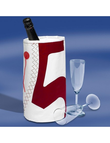 Zeildoek Wijnkoeler Voor 1 Fles - Wine Cooler - Rood - Trend Marine