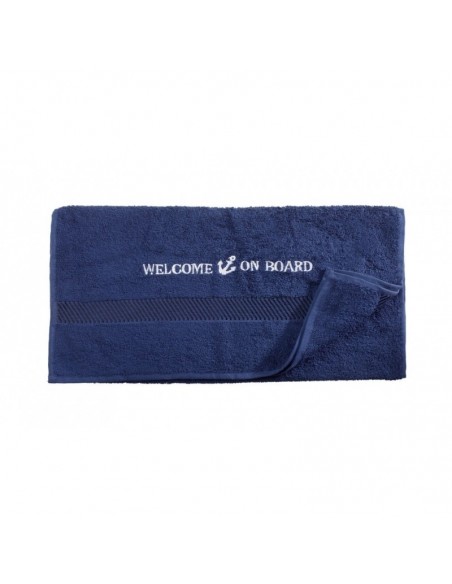 Handdoek - Navy - 50 x 100 cm - Welcome On Board
