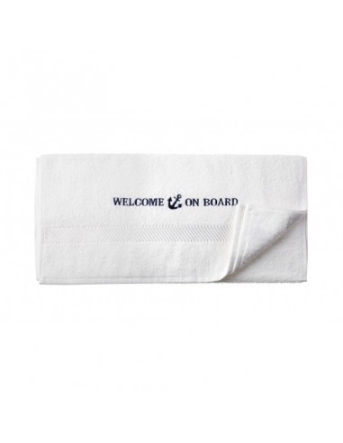 Handdoek - Wit - 50 x 100 cm - Welcome On Board - Textiel - 10149805 - € 12,05