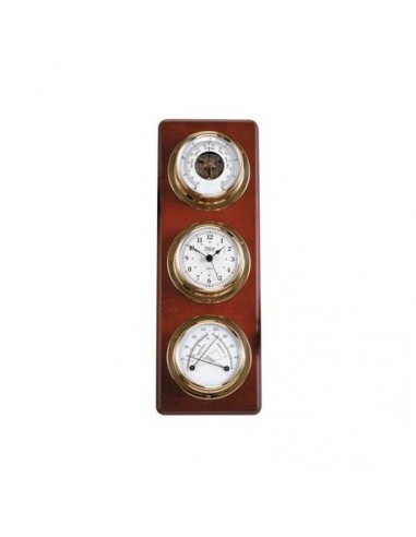 Weerstation - Quartz Klok / Barometer / Thermometer / Hygrometer - Arabisch - Koper - Hardhout - Weems & Plath - Scheepsinstr...