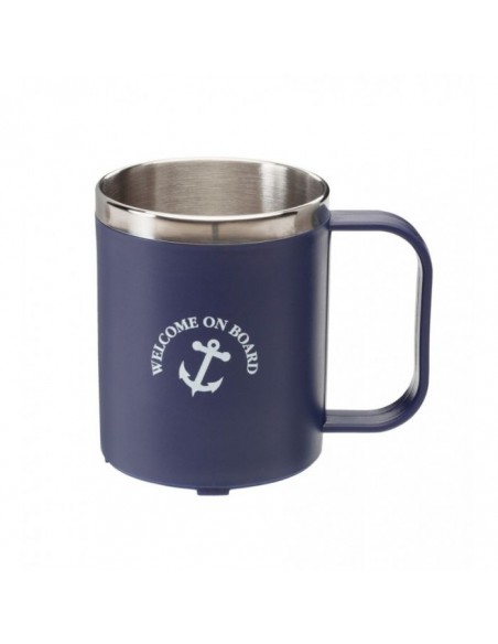 Koffiebeker - RVS Binnenzijde - blauw - Welcome On Board