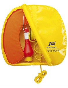 Hoefijzerboei Rescue Buoy oranje met licht, cover geel
