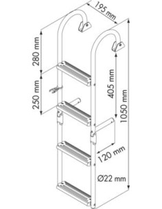 Plastimo Zwemtrap RVS Smal 2 Vast & 2 Klaptreden | Shipsworld 2