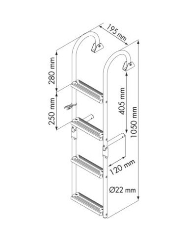Plastimo Zwemtrap RVS Smal 2 Vast & 2 Klaptreden | Shipsworld