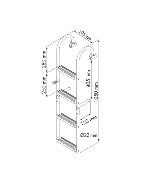 Plastimo Zwemtrap RVS Smal 2 Vast & 2 Klaptreden | Shipsworld