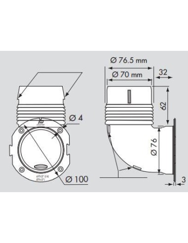 Plastimo Slangflens Haaks 3" Wit | Shipsworld