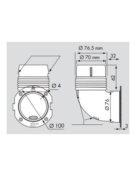 Plastimo Slangflens Haaks 3" Wit | Shipsworld