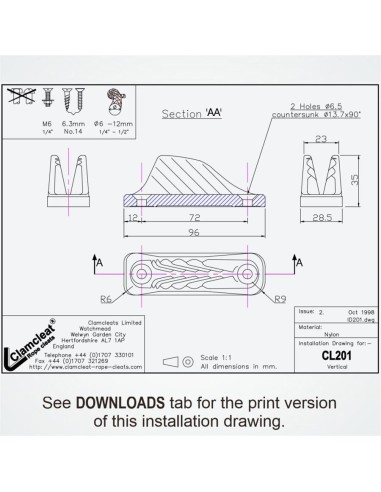 Clamcleat Vertical 6-12 mm Zwart | Shipsworld