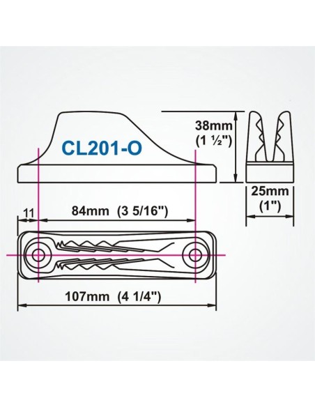 Clamcleat Vertical Old Style 6-10 mm Zwart | Shipsworld