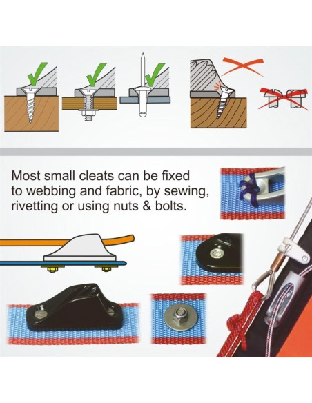 Clamcleat Mini Zwart 3-6 mm | Shipsworld