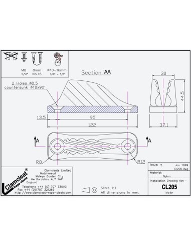 Clamcleat Major 10-16 mm Zwart | Shipsworld