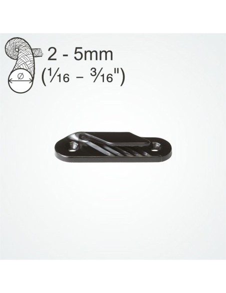 Clamcleat Fine Line bakboord 2-5 mm zwart | Shipsworld