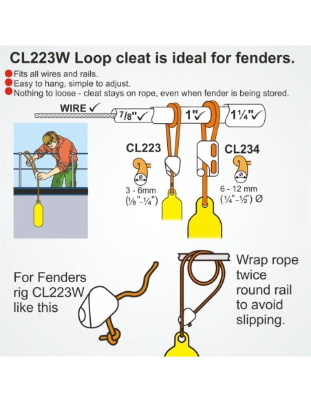 Clamcleat Loop Cleat 3-6 mm Wit | Shipsworld