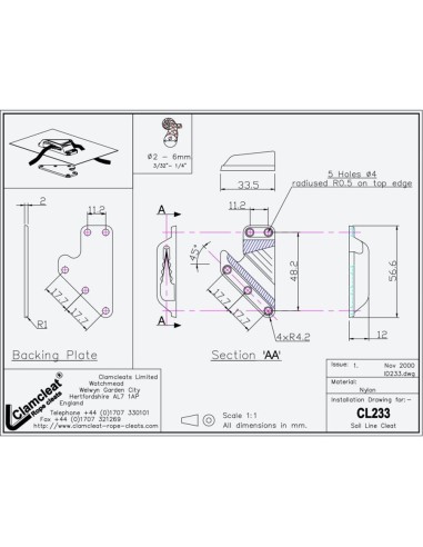 Clamcleat Sail Line Cleat 2-6 mm Wit | Shipsworld