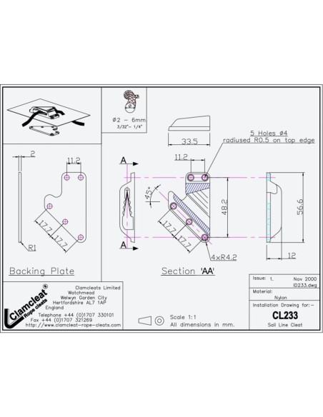 Clamcleat Sail Line Cleat 2-6 mm Wit | Shipsworld