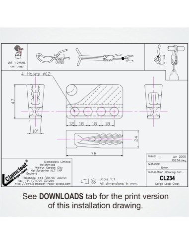 Clamcleat Fender Cleat Zwart 6-11 mm | Shipsworld