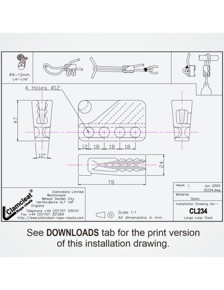 Clamcleat Fender Cleat Zwart 6-11 mm | Shipsworld