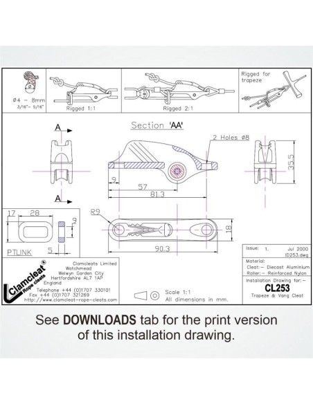 Clamcleat Trapeze & Vang Cleat 4-8 mm | Shipsworld