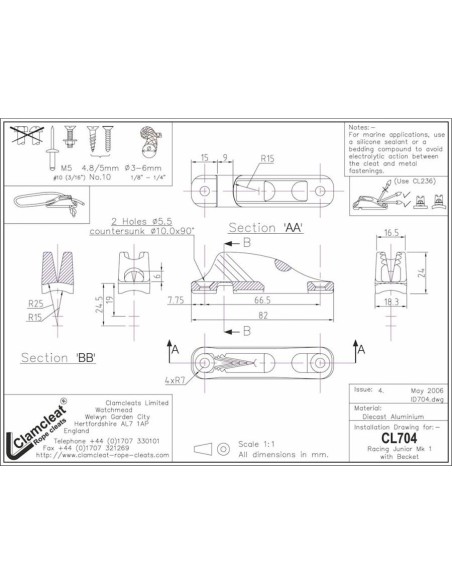Clamcleat MK1 Racing Junior 3-6 mm | Shipsworld