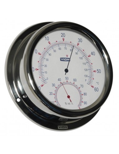 Thermometer / Hygrometer - Glanzend RVS - 150 mm - VION - Scheepsinstrumenten - A130 TH - € 129,00